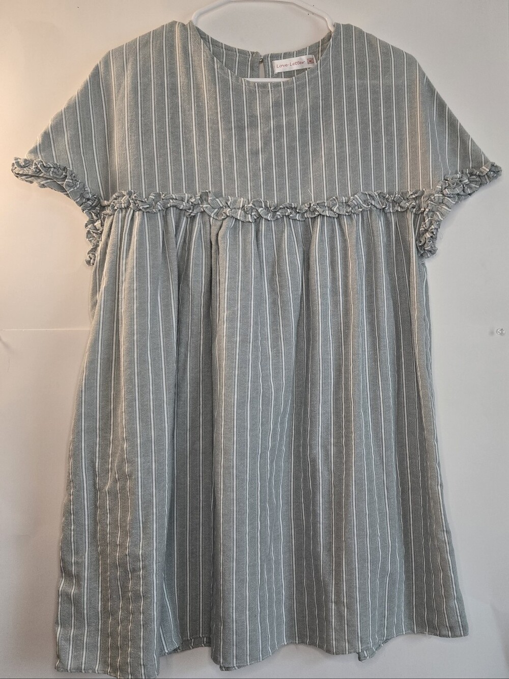 Love Letter Women's Striped Baby Doll Dress Praire Cottage Core Ruffle Accents